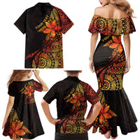 Niue Fakaalofa Atu Personalised Family Matching Mermaid Dress and Hawaiian Shirt Whale Hiapo Fiery Motif LT7 - Polynesian Pride