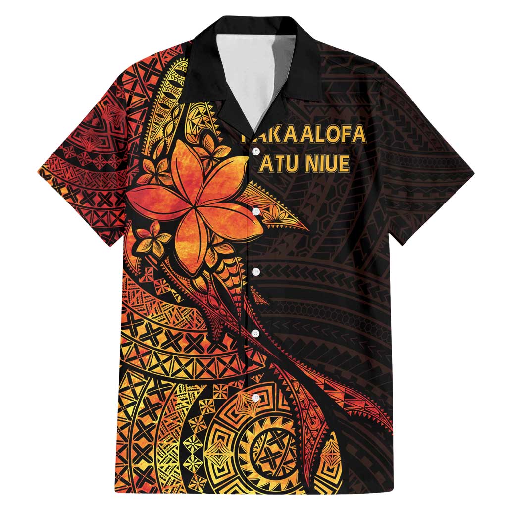 Niue Fakaalofa Atu Personalised Family Matching Mermaid Dress and Hawaiian Shirt Whale Hiapo Fiery Motif LT7 Dad's Shirt - Short Sleeve Art - Polynesian Pride