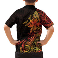Niue Fakaalofa Atu Personalised Family Matching Off Shoulder Maxi Dress and Hawaiian Shirt Whale Hiapo Fiery Motif LT7 - Polynesian Pride