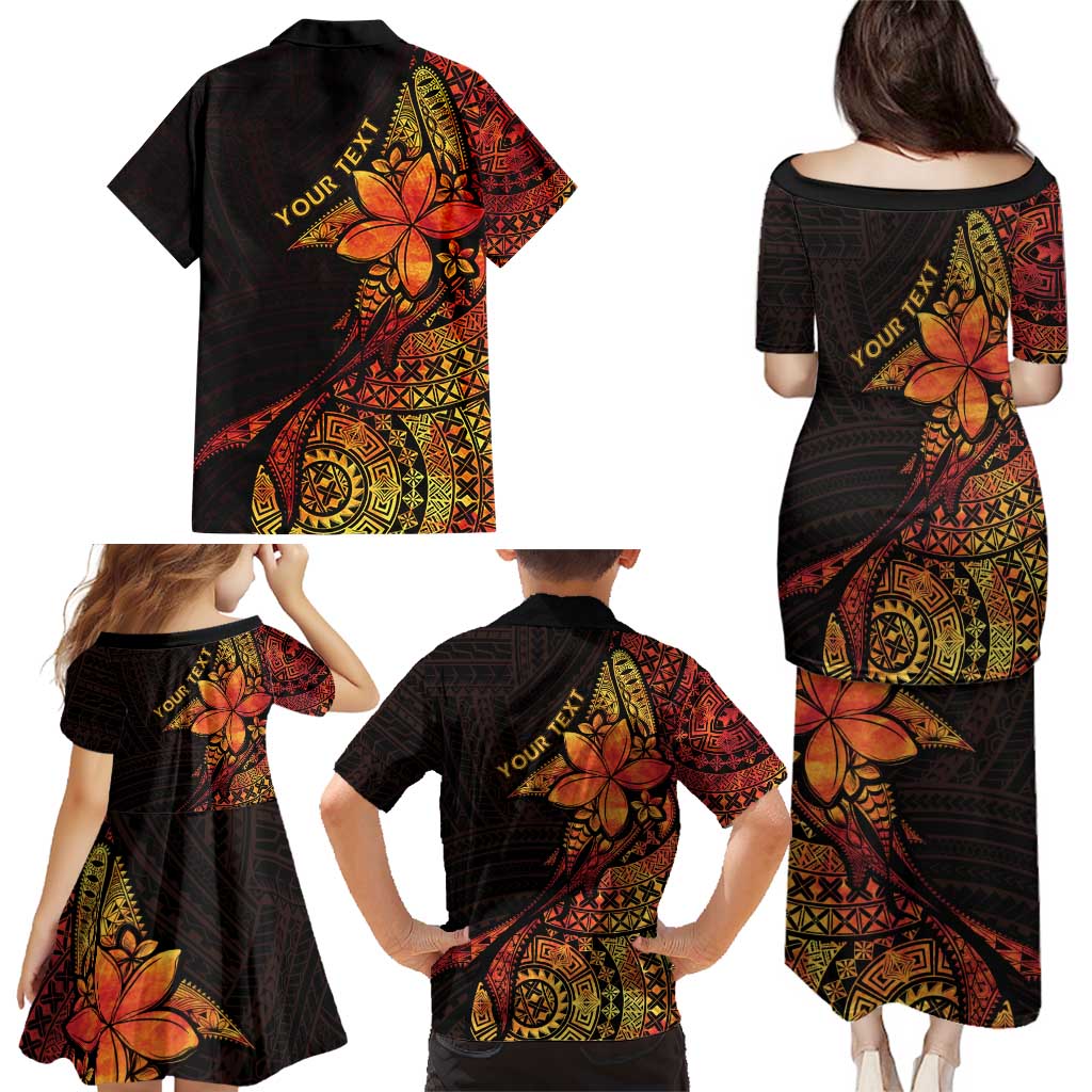 Niue Fakaalofa Atu Personalised Family Matching Puletasi and Hawaiian Shirt Whale Hiapo Fiery Motif LT7 - Polynesian Pride