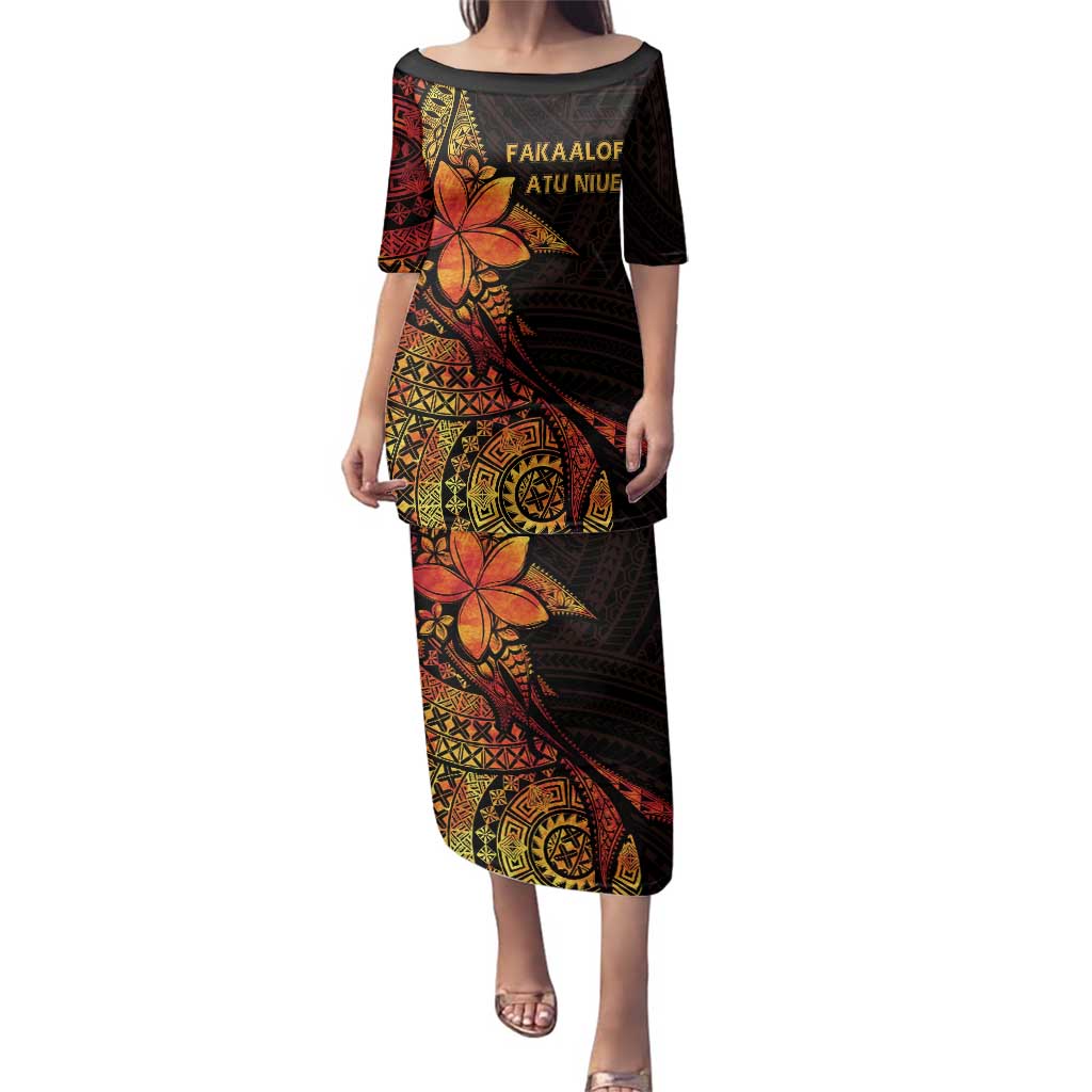 Niue Fakaalofa Atu Personalised Family Matching Puletasi and Hawaiian Shirt Whale Hiapo Fiery Motif LT7 Mom's Dress Art - Polynesian Pride