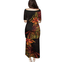 Niue Fakaalofa Atu Personalised Family Matching Puletasi and Hawaiian Shirt Whale Hiapo Fiery Motif LT7 - Polynesian Pride