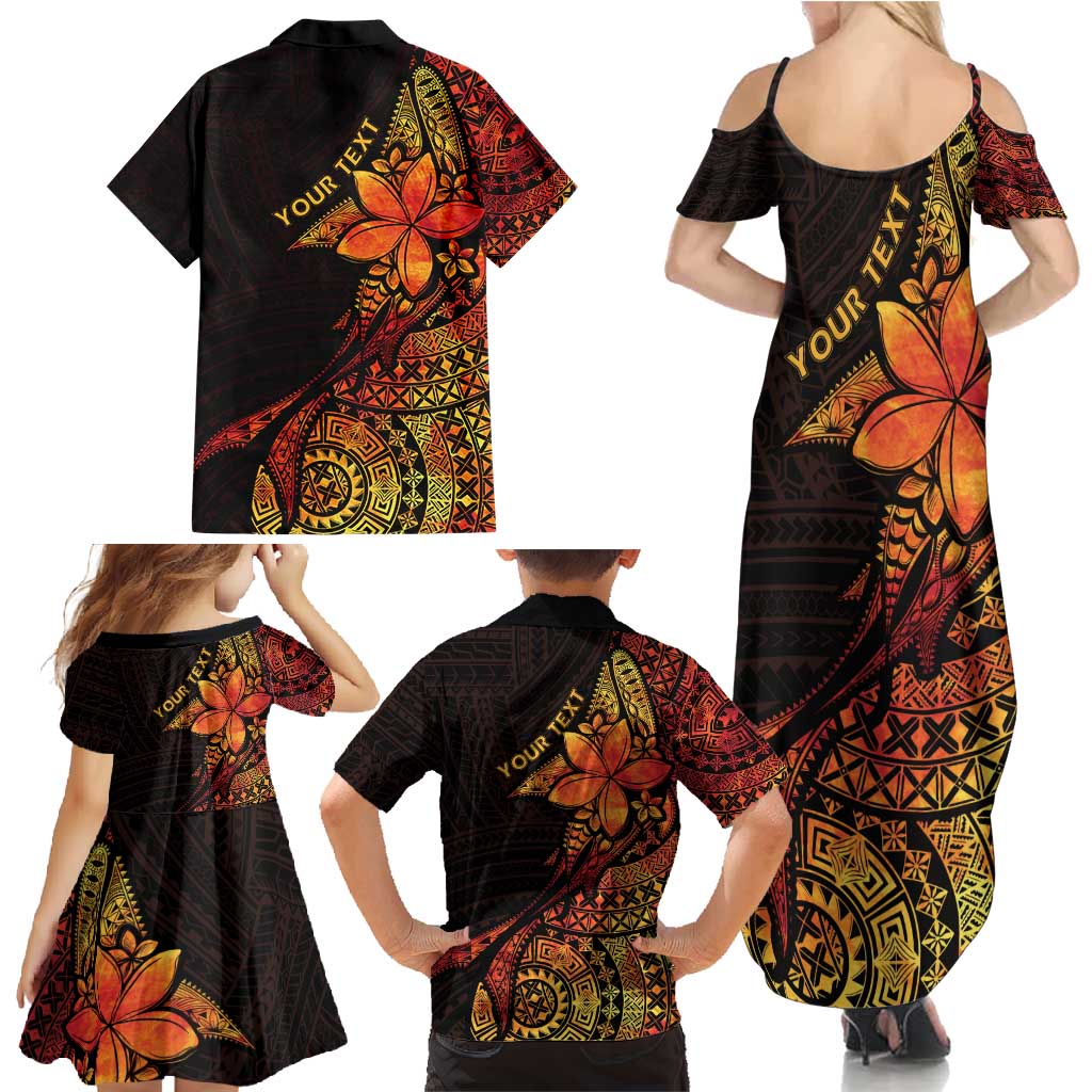 Niue Fakaalofa Atu Personalised Family Matching Summer Maxi Dress and Hawaiian Shirt Whale Hiapo Fiery Motif LT7 - Polynesian Pride