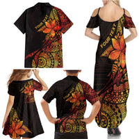 Niue Fakaalofa Atu Personalised Family Matching Summer Maxi Dress and Hawaiian Shirt Whale Hiapo Fiery Motif LT7 - Polynesian Pride