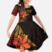 Niue Fakaalofa Atu Personalised Family Matching Tank Maxi Dress and Hawaiian Shirt Whale Hiapo Fiery Motif LT7 Daughter's Dress Art - Polynesian Pride