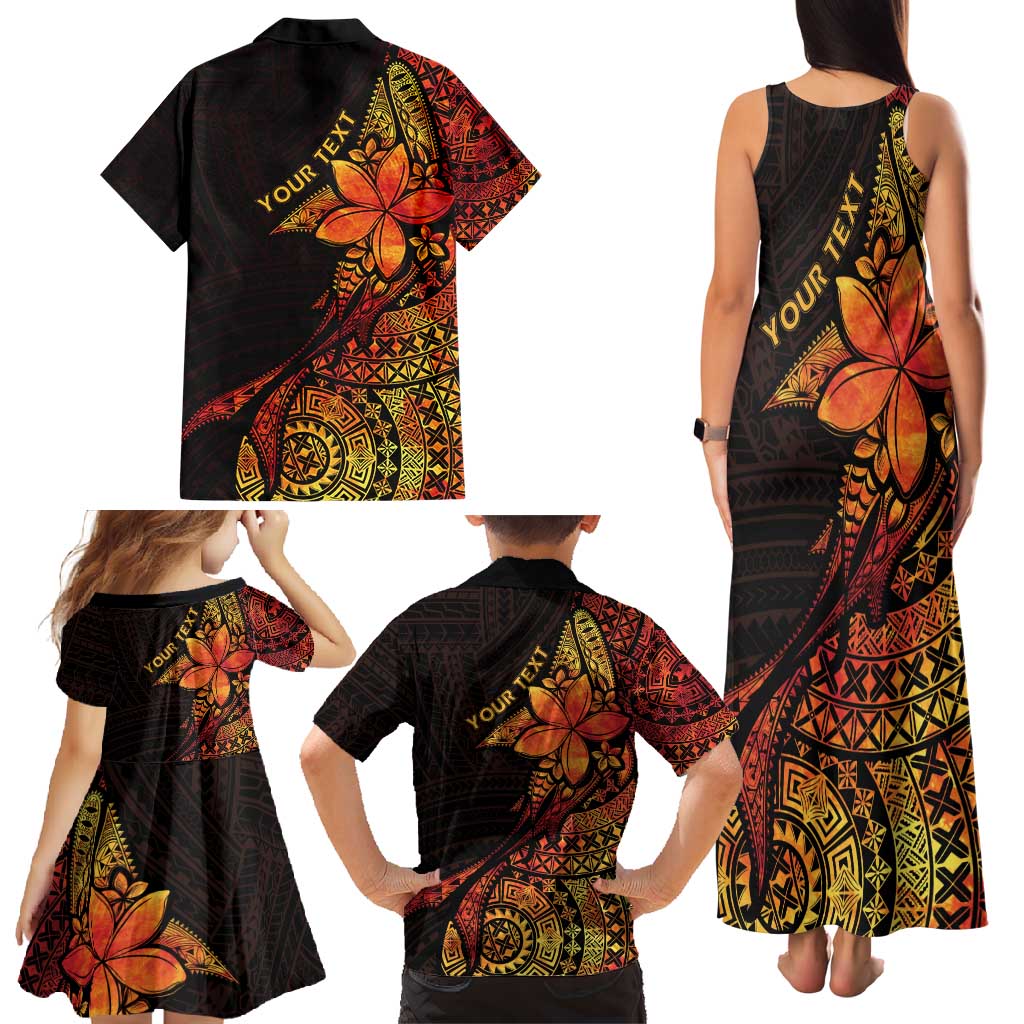 Niue Fakaalofa Atu Personalised Family Matching Tank Maxi Dress and Hawaiian Shirt Whale Hiapo Fiery Motif LT7 - Polynesian Pride