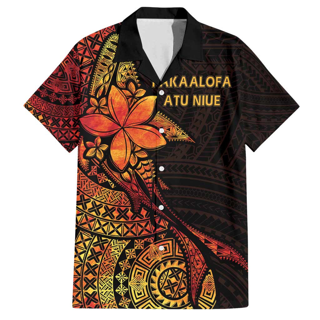 Niue Fakaalofa Atu Personalised Family Matching Tank Maxi Dress and Hawaiian Shirt Whale Hiapo Fiery Motif LT7 Dad's Shirt - Short Sleeve Art - Polynesian Pride