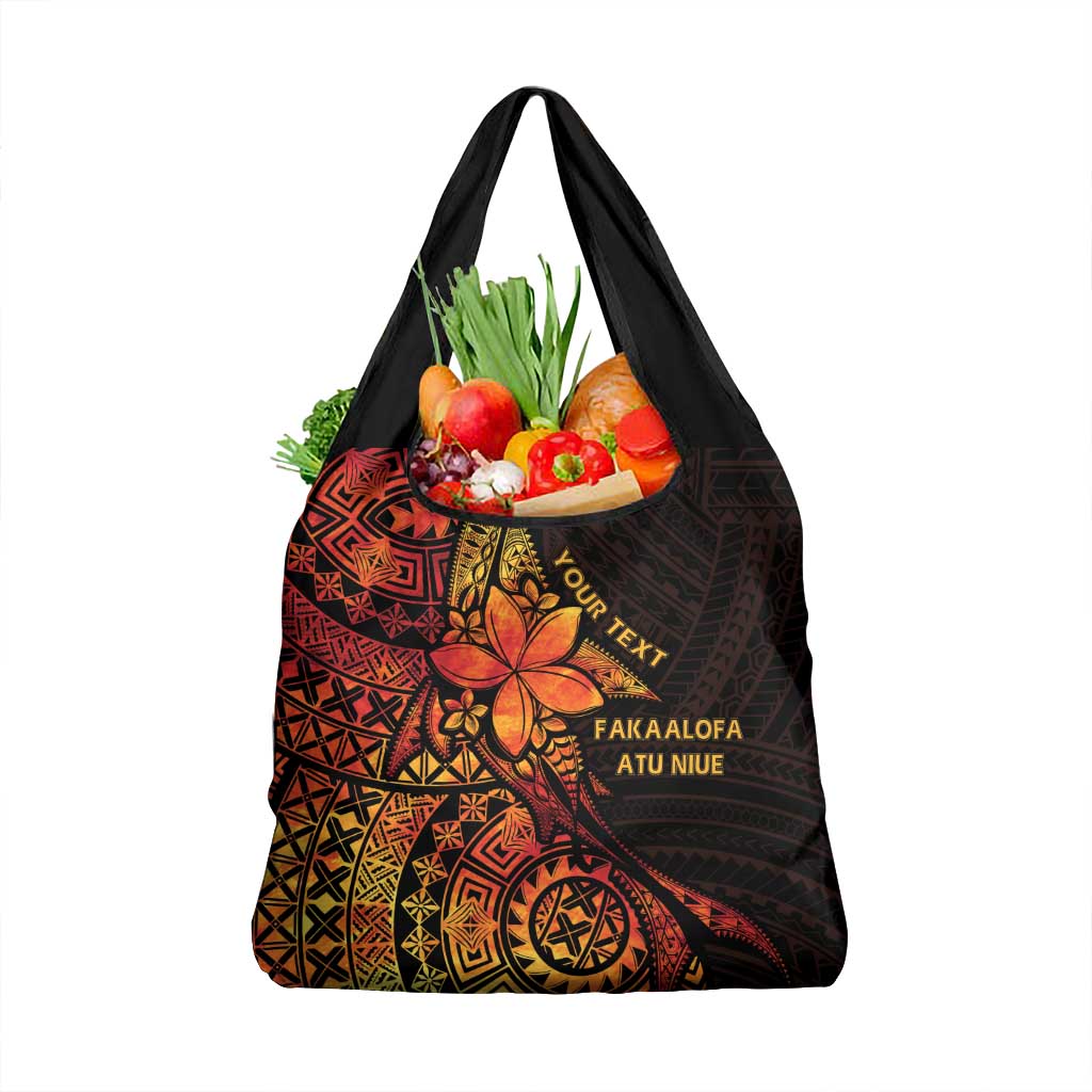 Niue Fakaalofa Atu Personalised Grocery Bag Whale Hiapo Fiery Motif LT7 1-pack One Size Art - Polynesian Pride