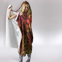 Niue Fakaalofa Atu Personalised Hooded Blanket Whale Hiapo Fiery Motif