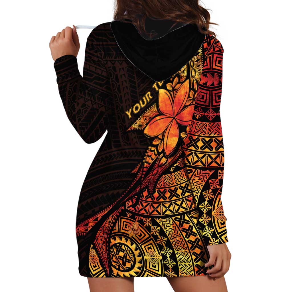 Niue Fakaalofa Atu Personalised Hoodie Dress Whale Hiapo Fiery Motif LT7 - Polynesian Pride