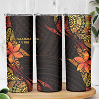 Niue Fakaalofa Atu Skinny Tumbler Whale Hiapo Fiery Motif LT7 - Polynesian Pride