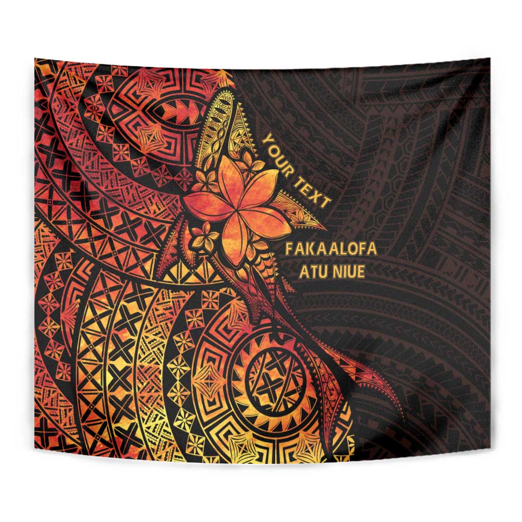 Niue Fakaalofa Atu Personalised Tapestry Whale Hiapo Fiery Motif