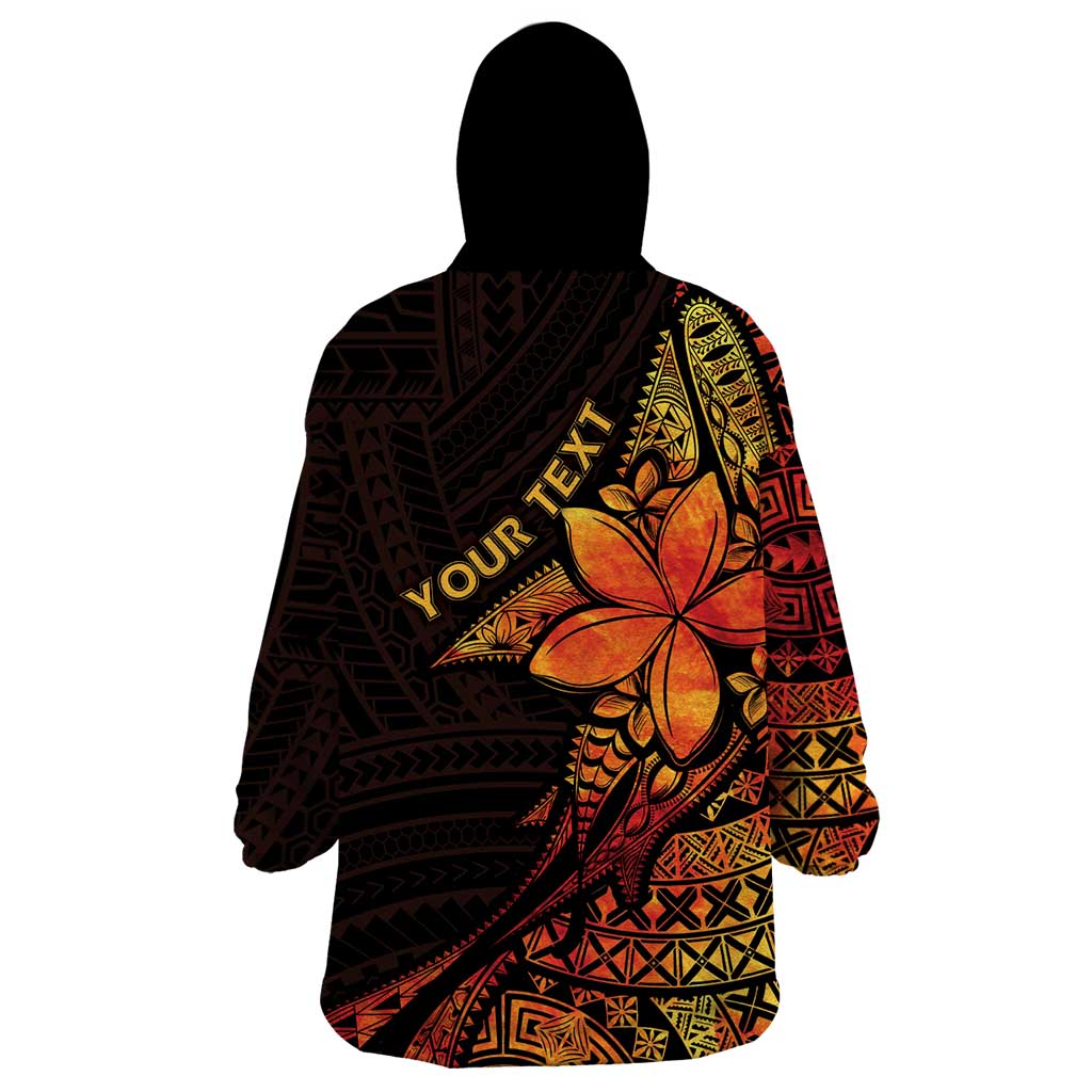 Niue Fakaalofa Atu Personalised Wearable Blanket Hoodie Whale Hiapo Fiery Motif LT7 - Polynesian Pride