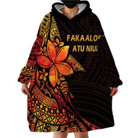 Niue Fakaalofa Atu Personalised Wearable Blanket Hoodie Whale Hiapo Fiery Motif LT7 - Polynesian Pride