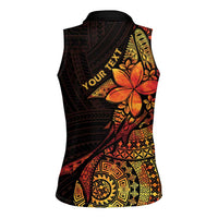 Niue Fakaalofa Atu Personalised Women Sleeveless Polo Shirt Whale Hiapo Fiery Motif