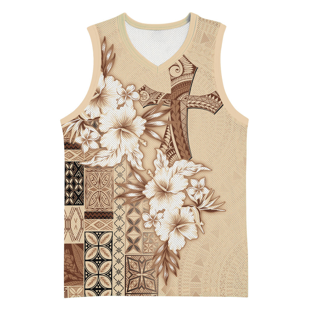 Samoa AIGA Mamanu Siapo Malu Motifs Basketball Jersey LT7 Unisex Beige - Polynesian Pride