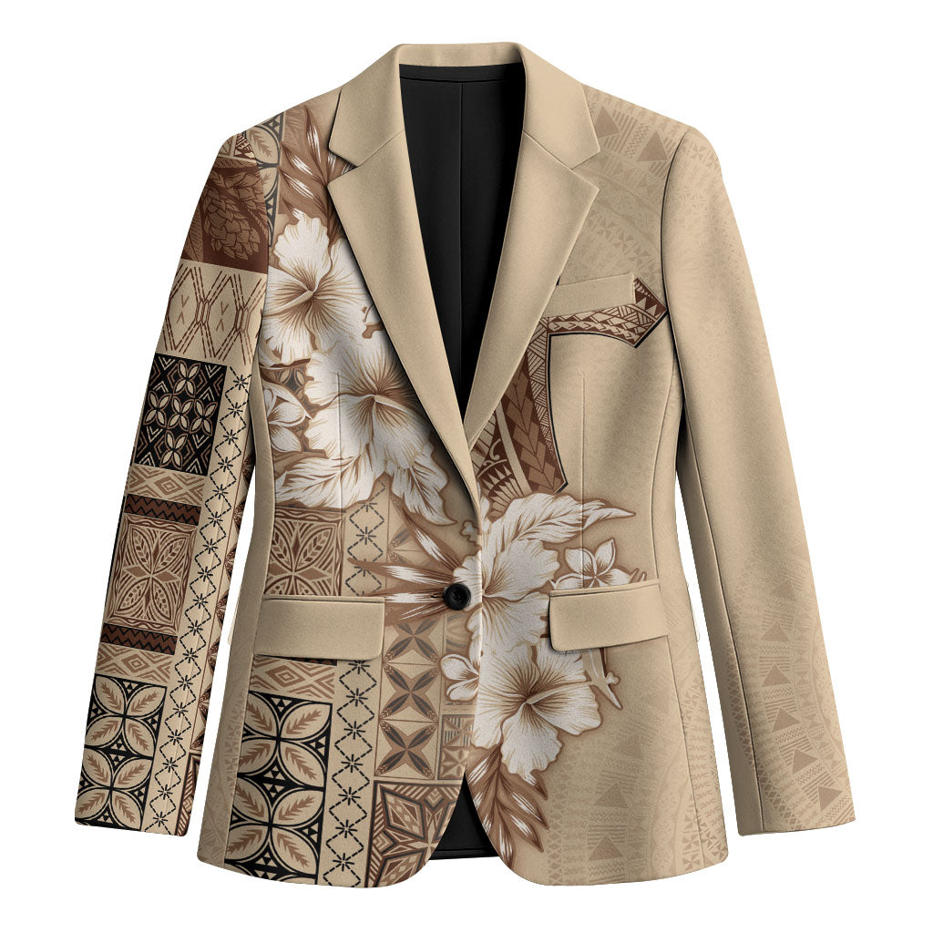 Samoa AIGA Mamanu Siapo Malu Motifs Blazer LT7 Unisex Beige - Polynesian Pride