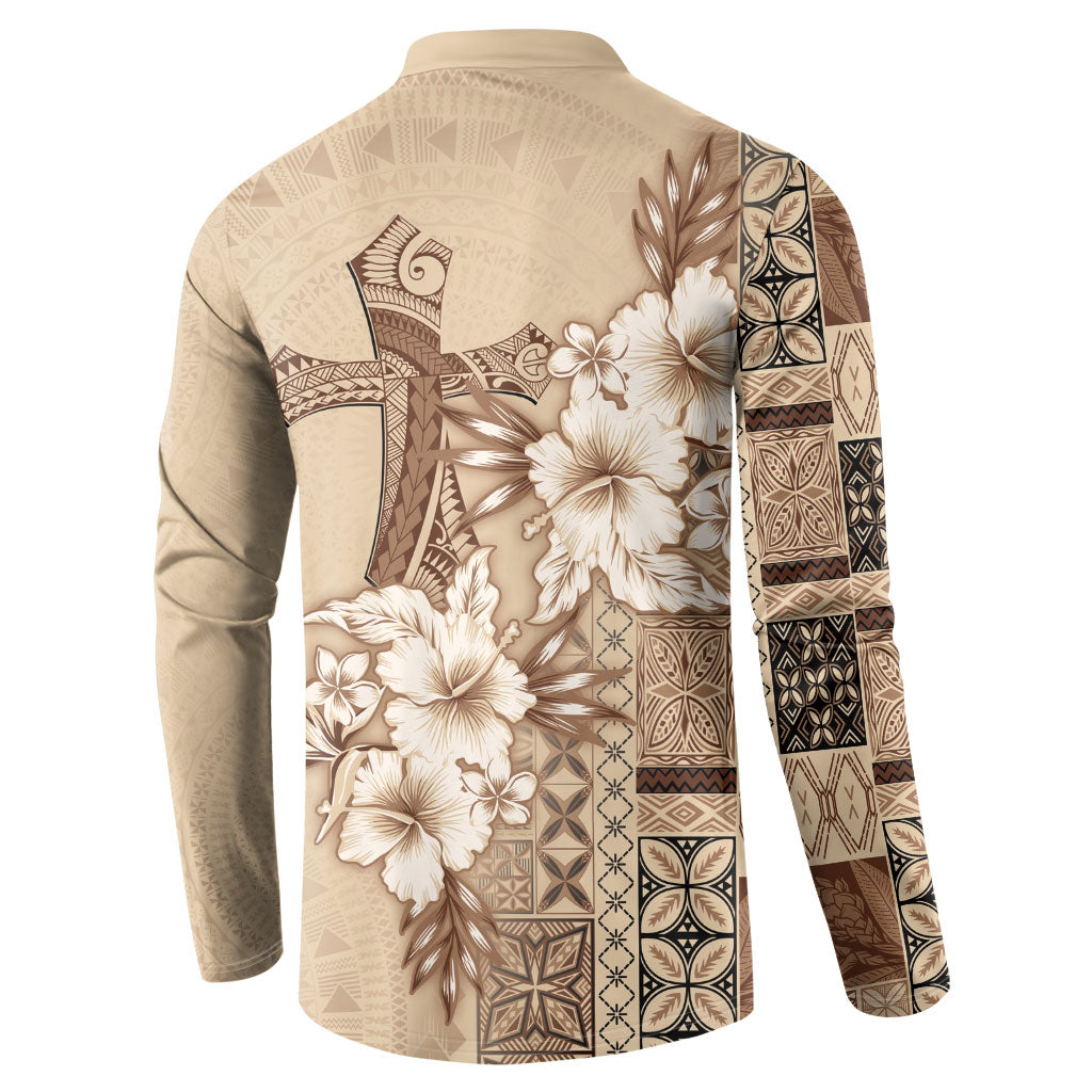 Samoa AIGA Mamanu Siapo Malu Motifs Button Sweatshirt LT7 - Polynesian Pride