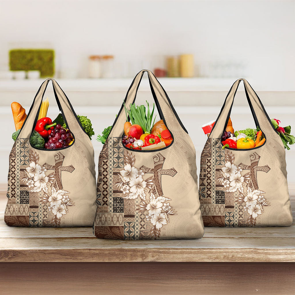 Samoa AIGA Mamanu Siapo Malu Motifs Grocery Bag LT7 3-pack One Size Beige - Polynesian Pride