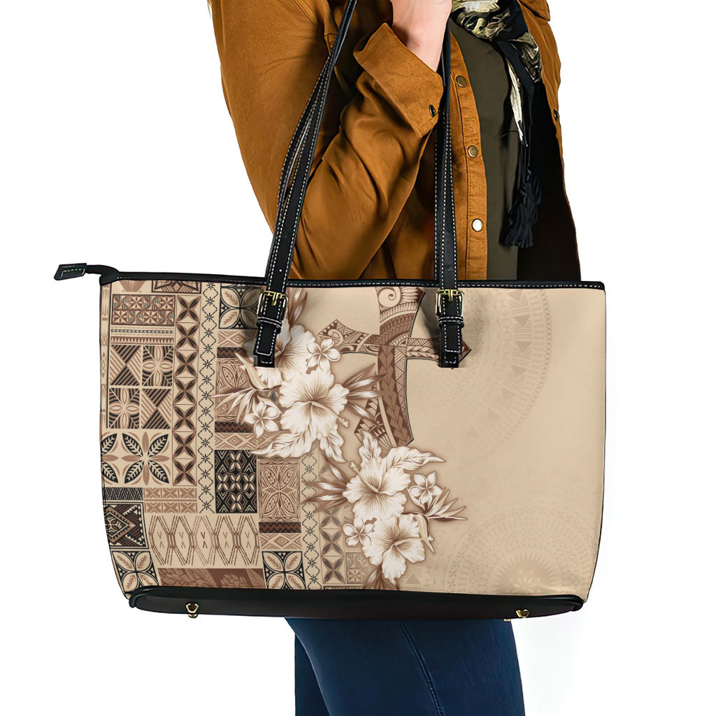 Samoa AIGA Mamanu Siapo Malu Motifs Leather Tote Bag LT7 - Polynesian Pride