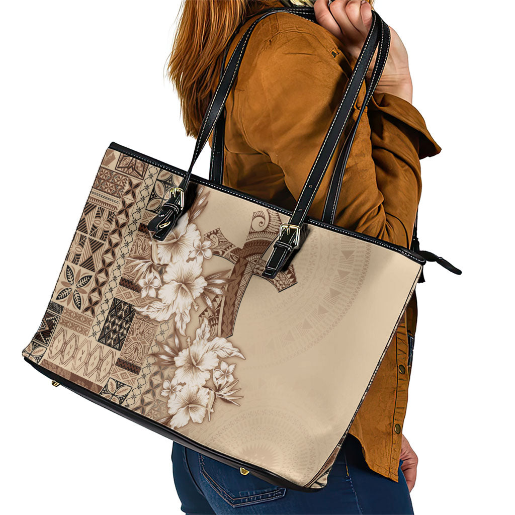 Samoa AIGA Mamanu Siapo Malu Motifs Leather Tote Bag LT7 - Polynesian Pride