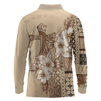Samoa AIGA Mamanu Siapo Malu Motifs Long Sleeve Polo Shirt LT7 - Polynesian Pride