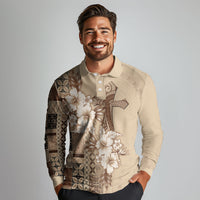 Samoa AIGA Mamanu Siapo Malu Motifs Long Sleeve Polo Shirt LT7 - Polynesian Pride