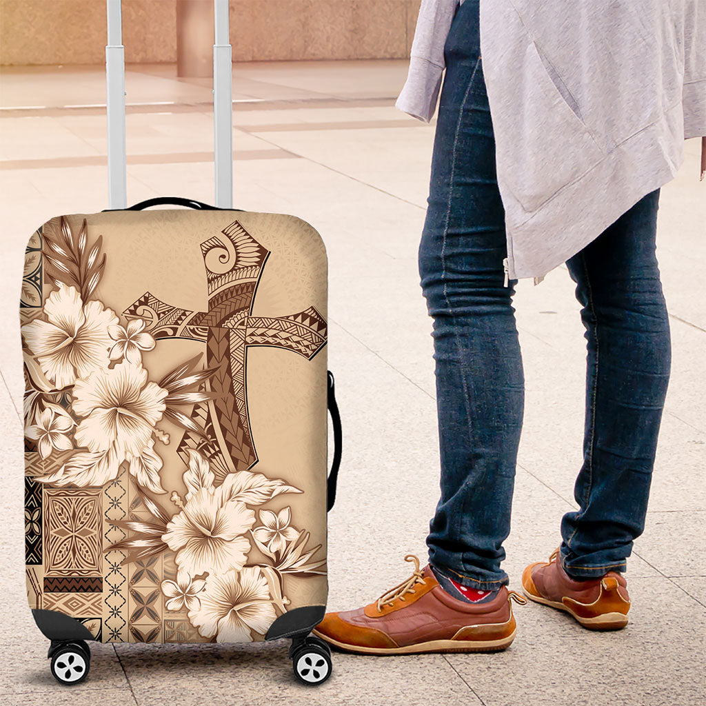 Samoa AIGA Mamanu Siapo Malu Motifs Luggage Cover LT7 Beige - Polynesian Pride