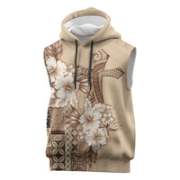 Samoa AIGA Mamanu Siapo Malu Motifs Sleeveless Hoodie LT7 Beige - Polynesian Pride