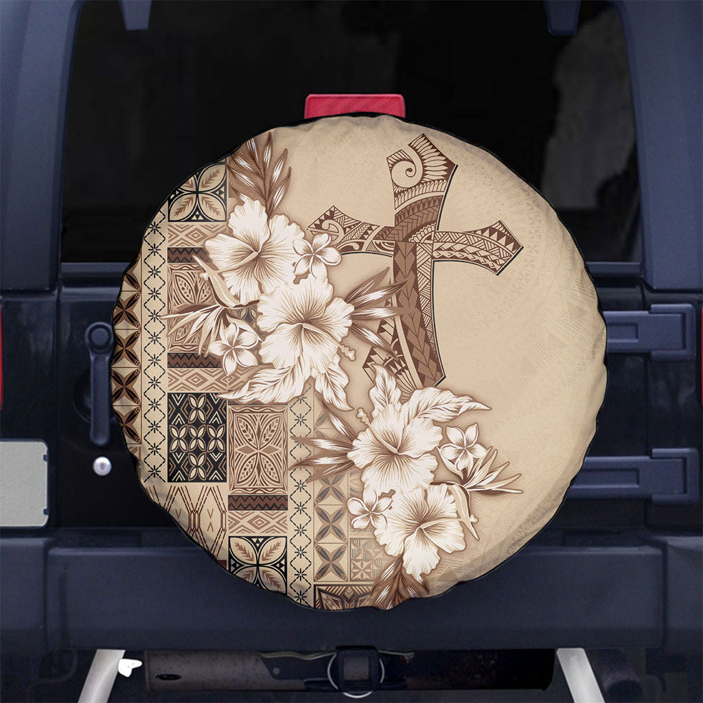 Samoa AIGA Mamanu Siapo Malu Motifs Spare Tire Cover LT7 No hole Beige - Polynesian Pride