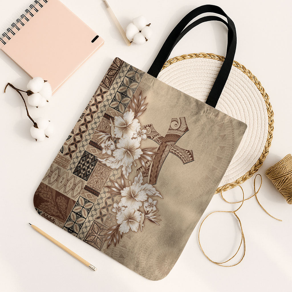 Samoa AIGA Mamanu Siapo Malu Motifs Tote Bag LT7 Black Strap One Size Beige - Polynesian Pride