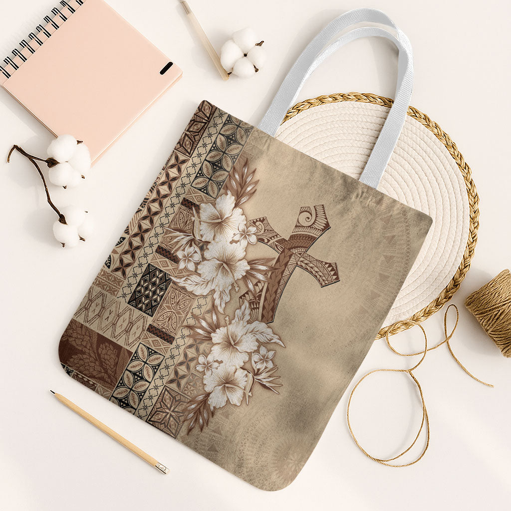 Samoa AIGA Mamanu Siapo Malu Motifs Tote Bag LT7 White Strap One Size Beige - Polynesian Pride