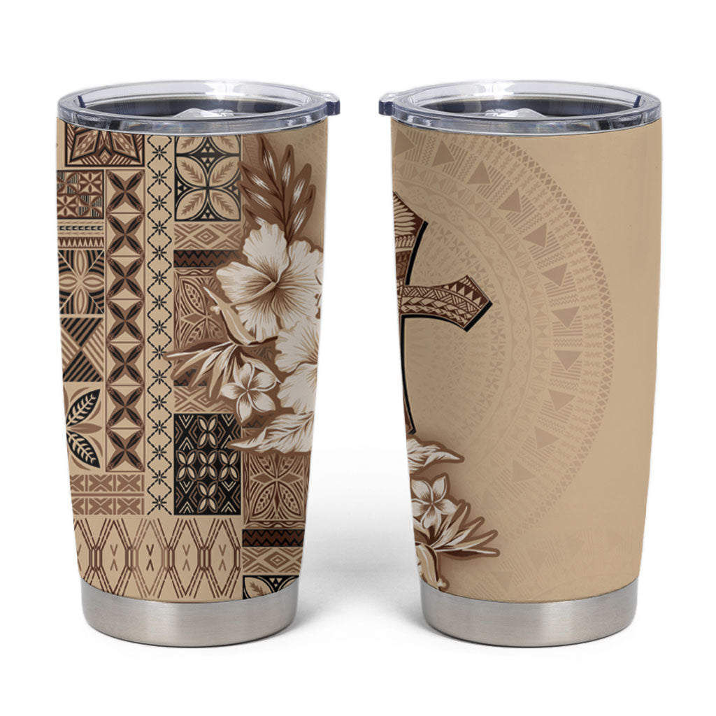 Samoa AIGA Mamanu Siapo Malu Motifs Tumbler Cup LT7 Beige - Polynesian Pride