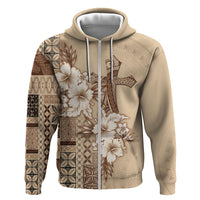Samoa AIGA Mamanu Siapo Malu Motifs Zip Hoodie LT7 Zip Hoodie Beige - Polynesian Pride