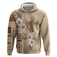 Samoa AIGA Mamanu Siapo Malu Motifs Zip Hoodie LT7 Pullover Hoodie Beige - Polynesian Pride
