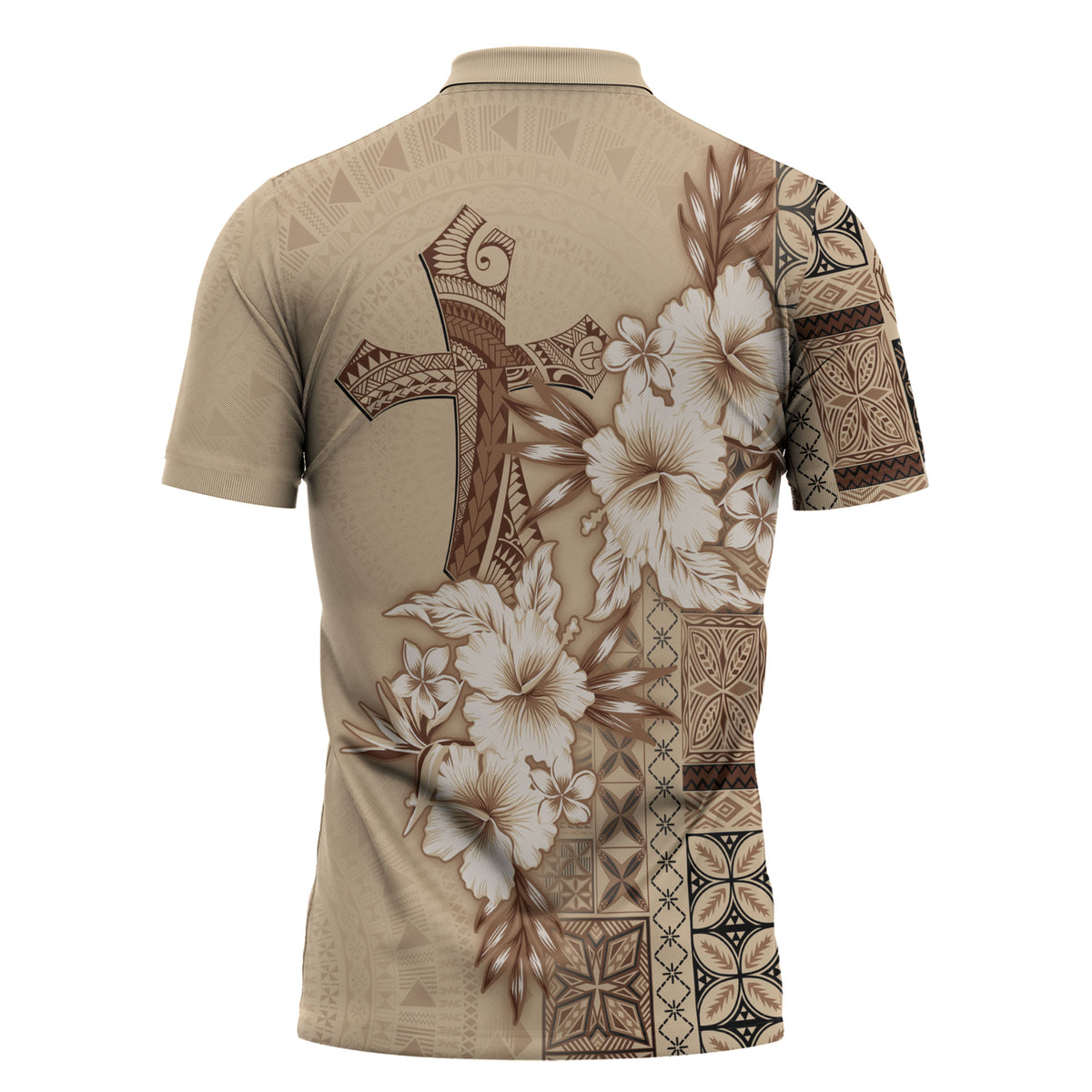 Samoa AIGA Mamanu Siapo Malu Motifs Zipper Polo Shirt LT7 - Polynesian Pride