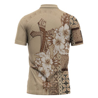 Samoa AIGA Mamanu Siapo Malu Motifs Zipper Polo Shirt LT7 - Polynesian Pride