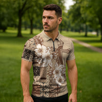Samoa AIGA Mamanu Siapo Malu Motifs Zipper Polo Shirt LT7 - Polynesian Pride
