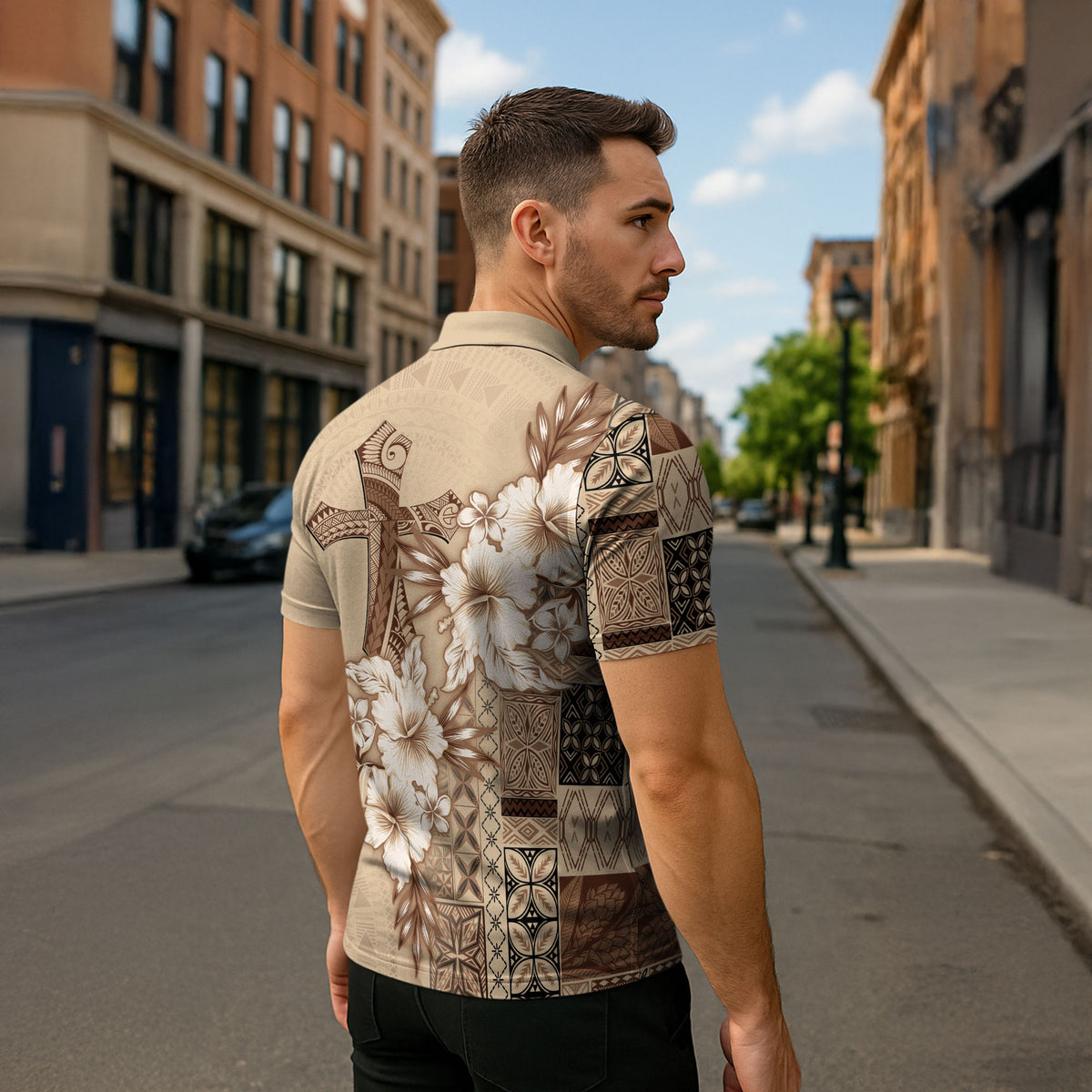 Samoa AIGA Mamanu Siapo Malu Motifs Zipper Polo Shirt LT7 - Polynesian Pride