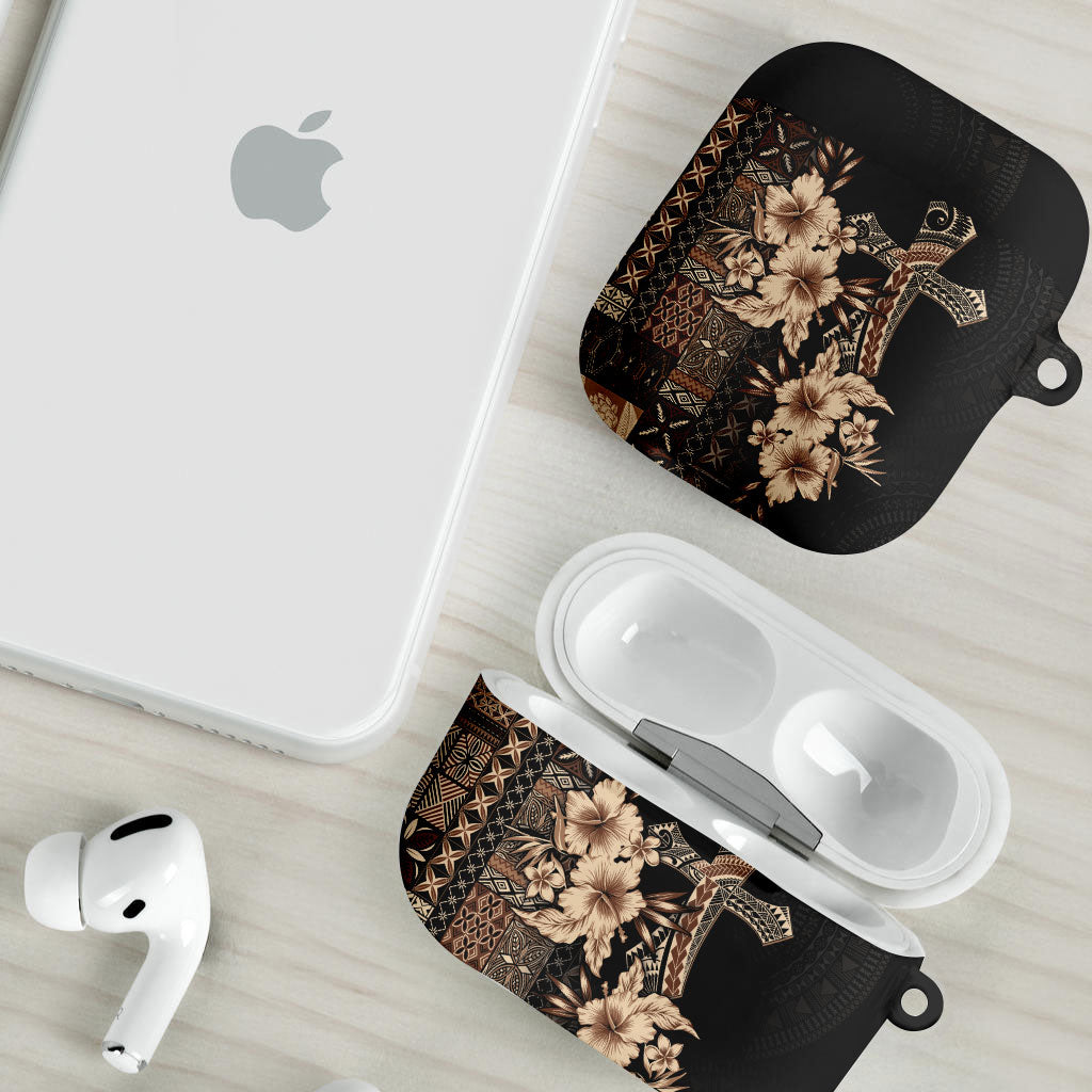 Samoa AIGA Mamanu Siapo Malu Motifs AirPods Case Black Ver LT7 - Polynesian Pride