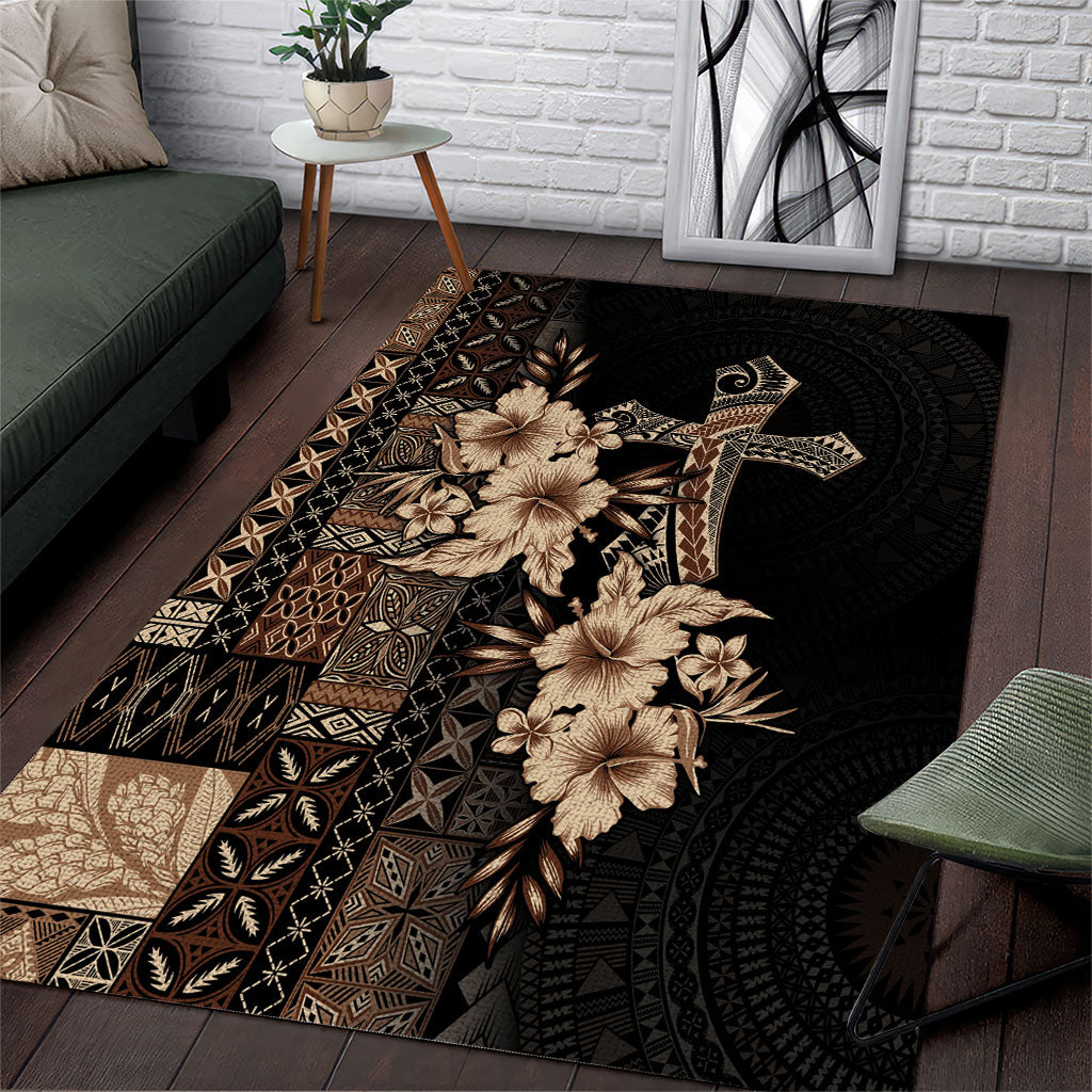 Samoa AIGA Mamanu Siapo Malu Motifs Area Rug Black Ver