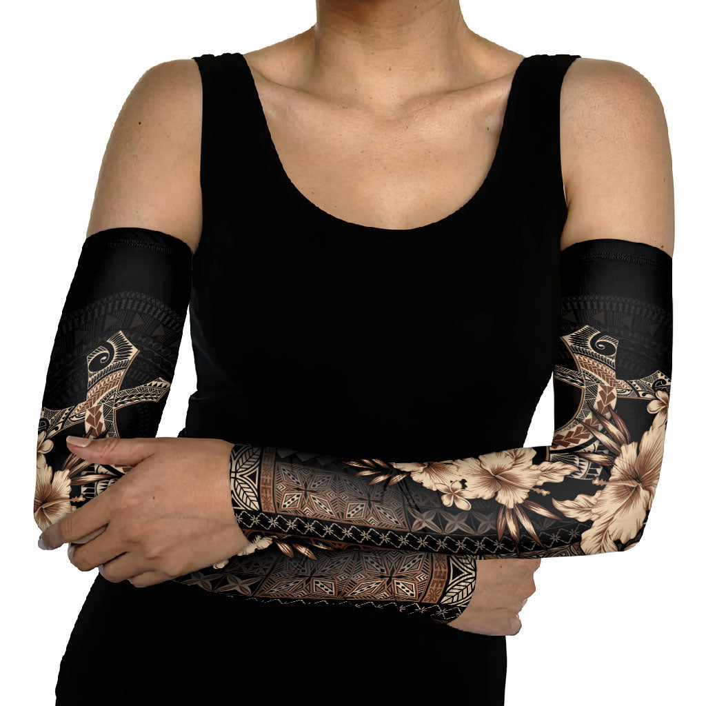 Samoa AIGA Mamanu Siapo Malu Motifs Arm Sleeves Black Ver LT7 - Polynesian Pride