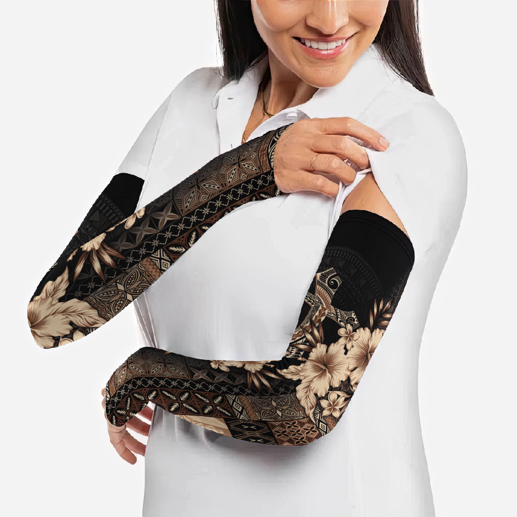 Samoa AIGA Mamanu Siapo Malu Motifs Arm Sleeves Black Ver LT7 - Polynesian Pride