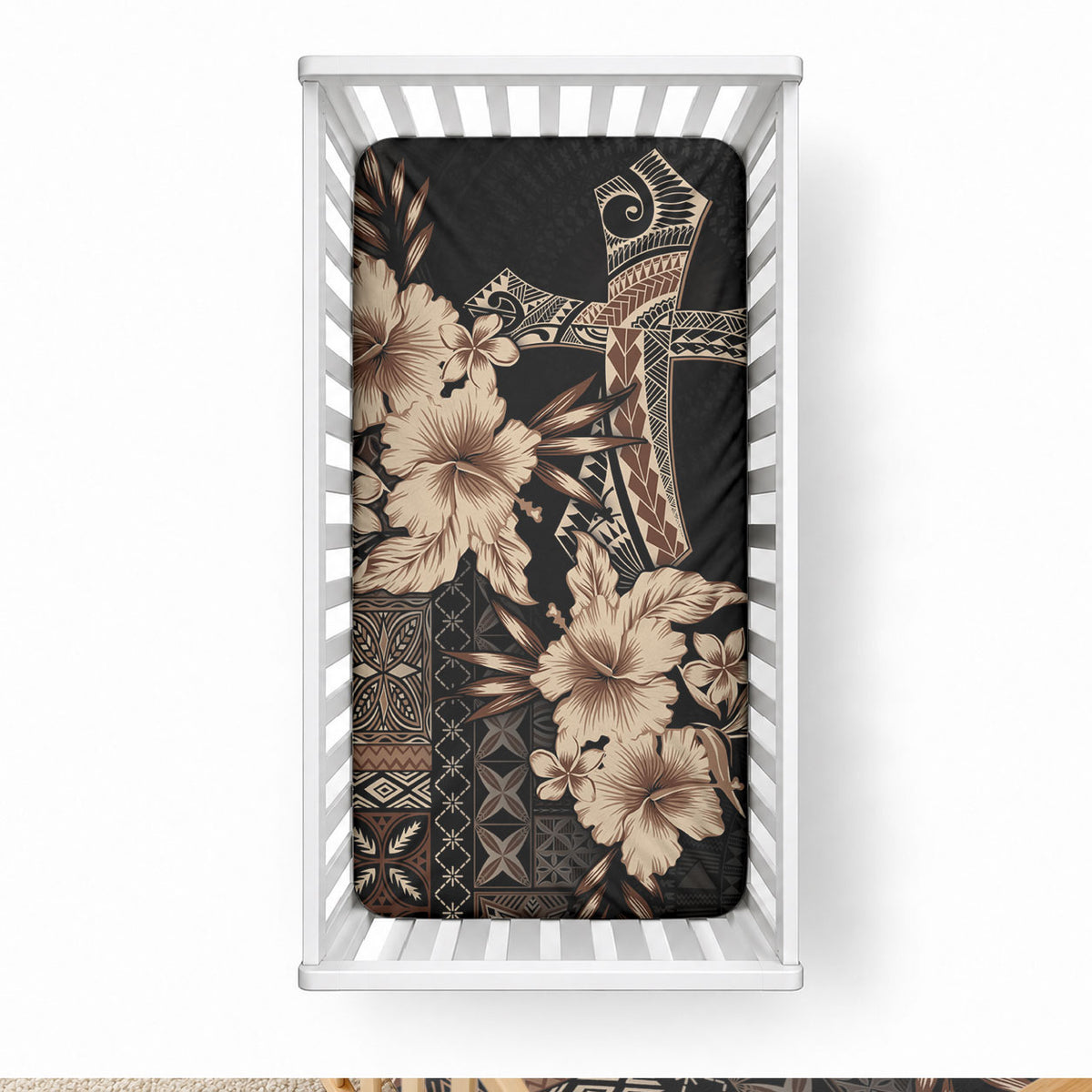 Samoa AIGA Mamanu Siapo Malu Motifs Baby Bed Cover Black Ver LT7 28 × 52 in Black - Polynesian Pride