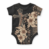 Samoa AIGA Mamanu Siapo Malu Motifs Baby Onesie Black Ver LT7 - Polynesian Pride