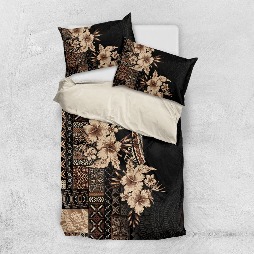 Samoa AIGA Mamanu Siapo Malu Motifs Bedding Set Black Ver LT7 US Twin 172cm x 218cm Black - Polynesian Pride