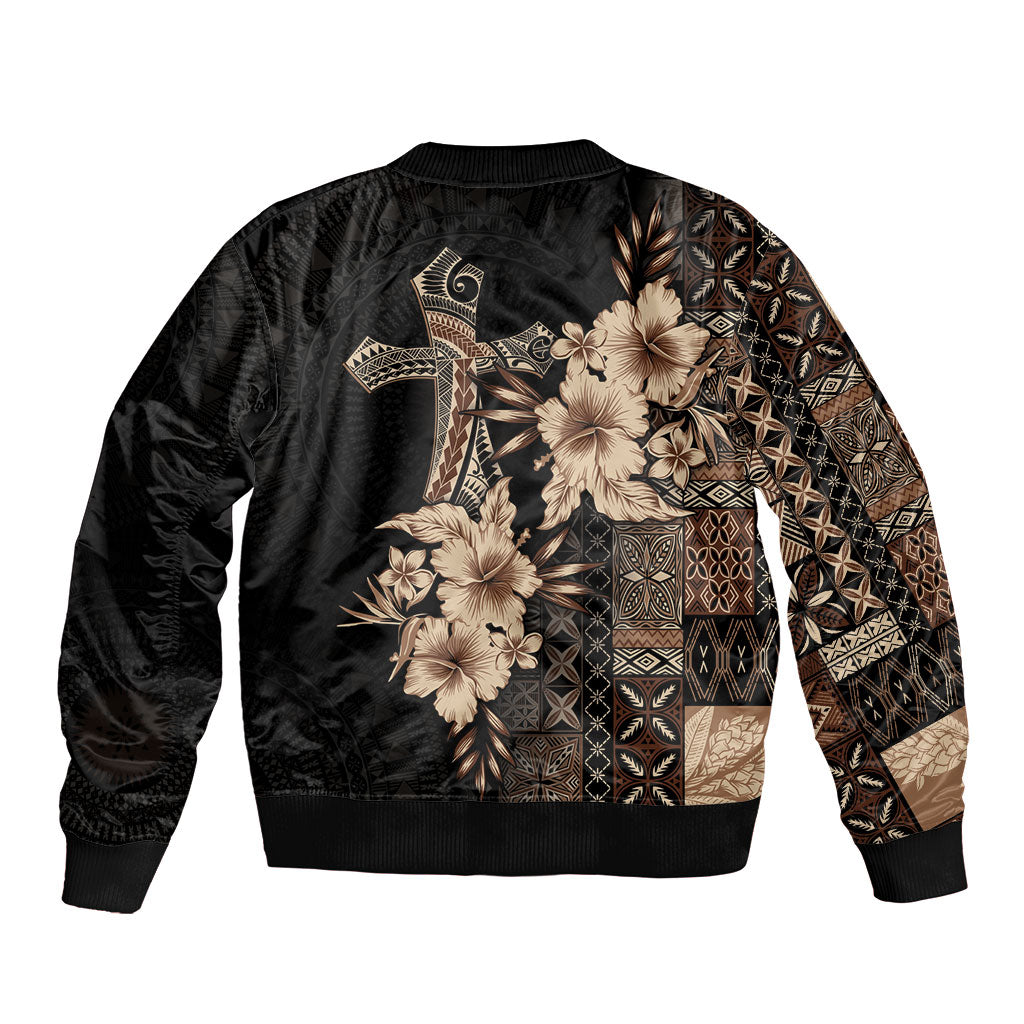 Samoa AIGA Mamanu Siapo Malu Motifs Bomber Jacket Black Ver LT7 - Polynesian Pride