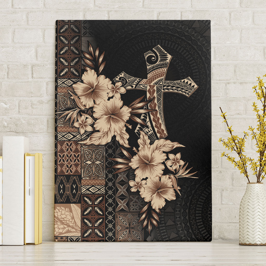 Samoa AIGA Mamanu Siapo Malu Motifs Canvas Wall Art Black Ver