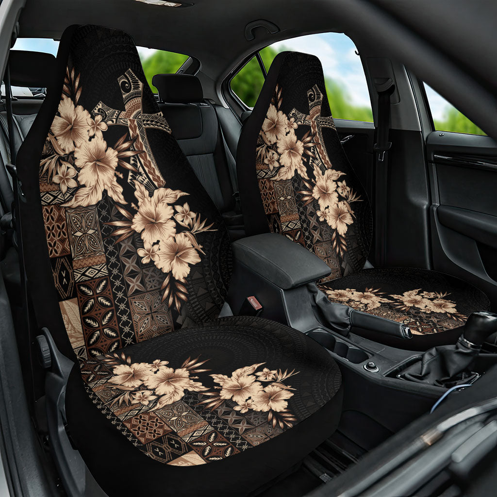 Samoa AIGA Mamanu Siapo Malu Motifs Car Seat Cover Black Ver LT7 One Size Black - Polynesian Pride
