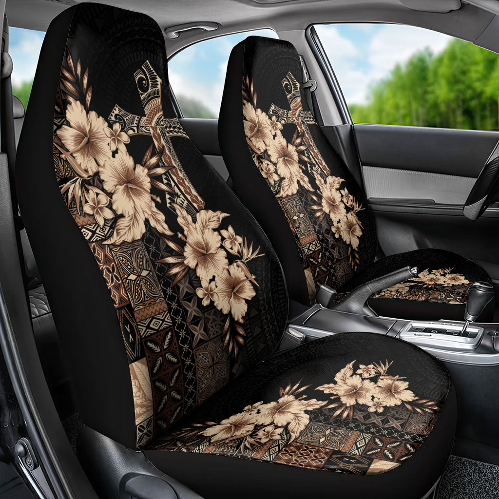 Samoa AIGA Mamanu Siapo Malu Motifs Car Seat Cover Black Ver LT7 - Polynesian Pride